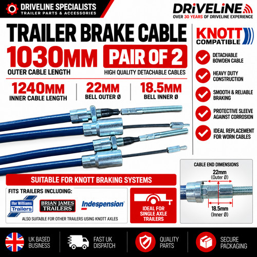 1030mm trailer brake cable - brake,
