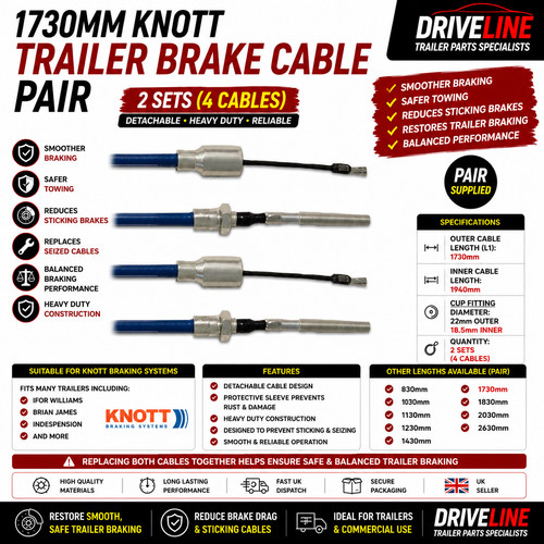 Knott trailer brake cable pair - cable,